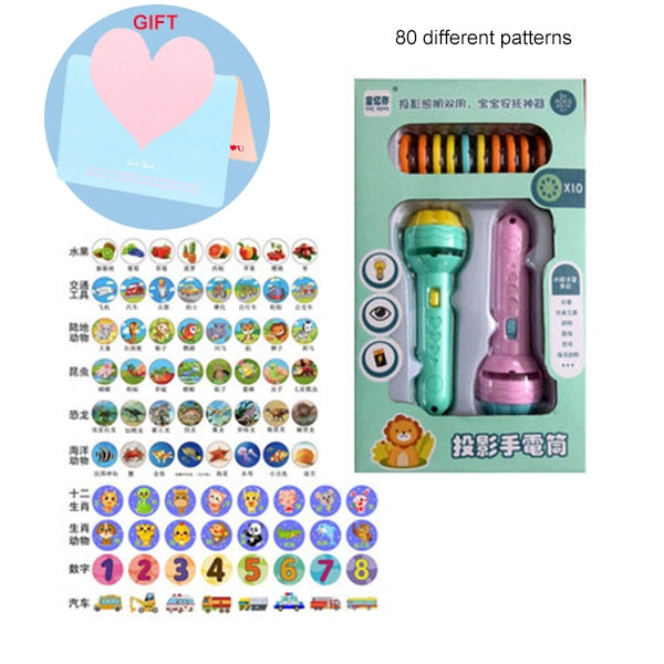 Kids Projection Flashlight Luminous Toys Projection Pictures To Recognize Early Childhood Education Toys for Children Gift