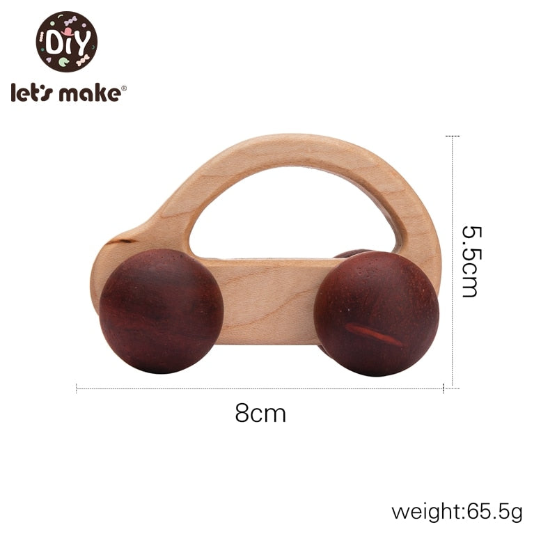 Let&#39;s Make Wooden Baby Toys 0 12 Month 1PC Toys For Babies Beech Car Hedgehog Elephant Educational Infants Developmental Newborn