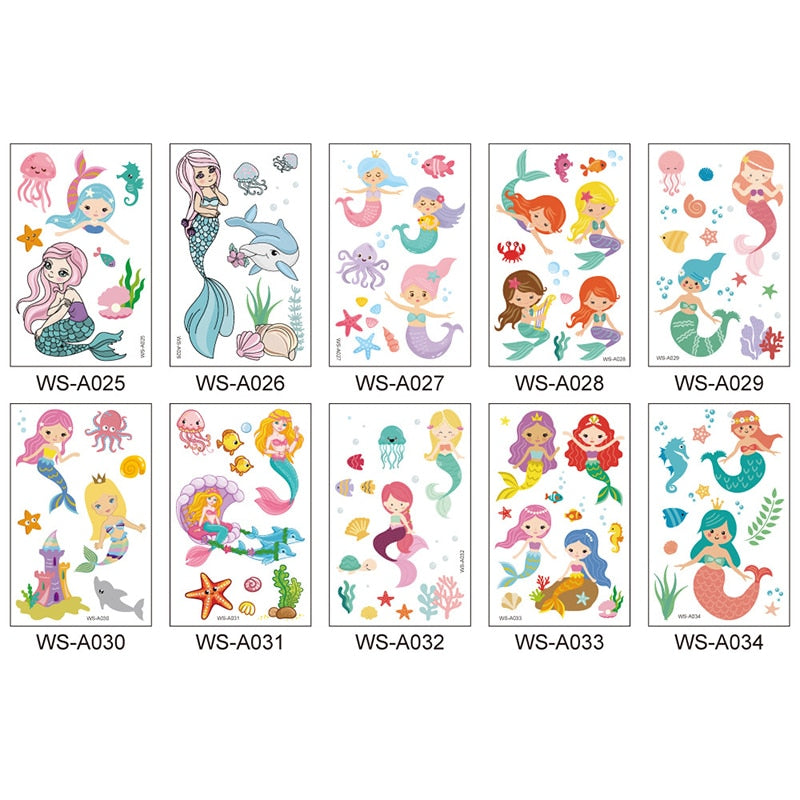 Stickers children cartoon fantasy, party princess theme stickers, mermaid tattoo stickers, Halloween adult stickers