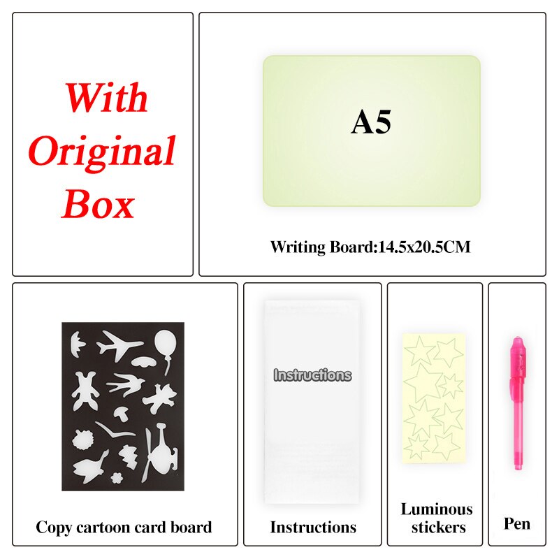 Luminous LED Draw With Light In Dark Children Toys Tablet Magic Drawing Board Set Fluorescent Pen Educational Noctilucent Kids