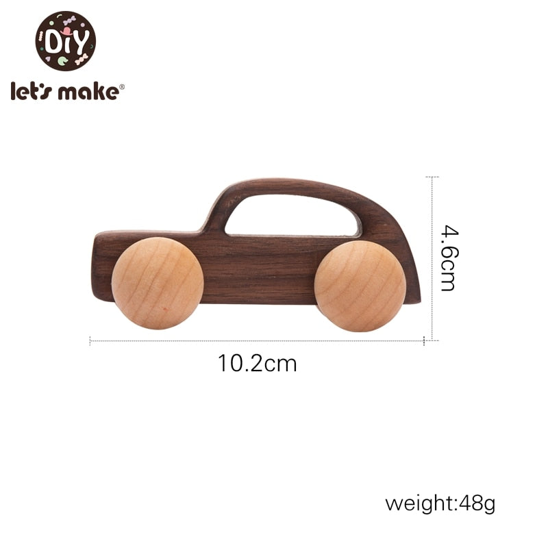 Let&#39;s Make Wooden Baby Toys 0 12 Month 1PC Toys For Babies Beech Car Hedgehog Elephant Educational Infants Developmental Newborn