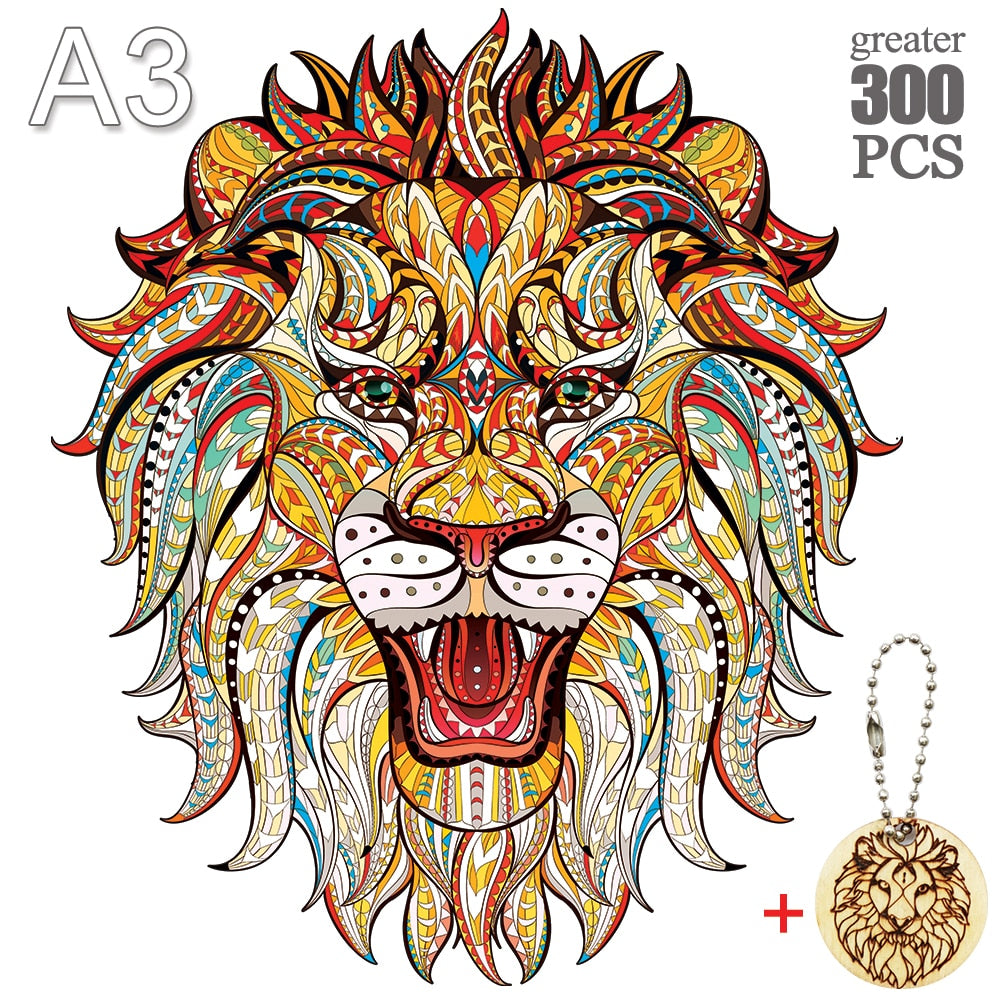 Unique Wooden animal Jigsaw Puzzles Mysterious Lion 3D Puzzle Gift Interactive Games Toy For Adults Kids Educational Fabulous