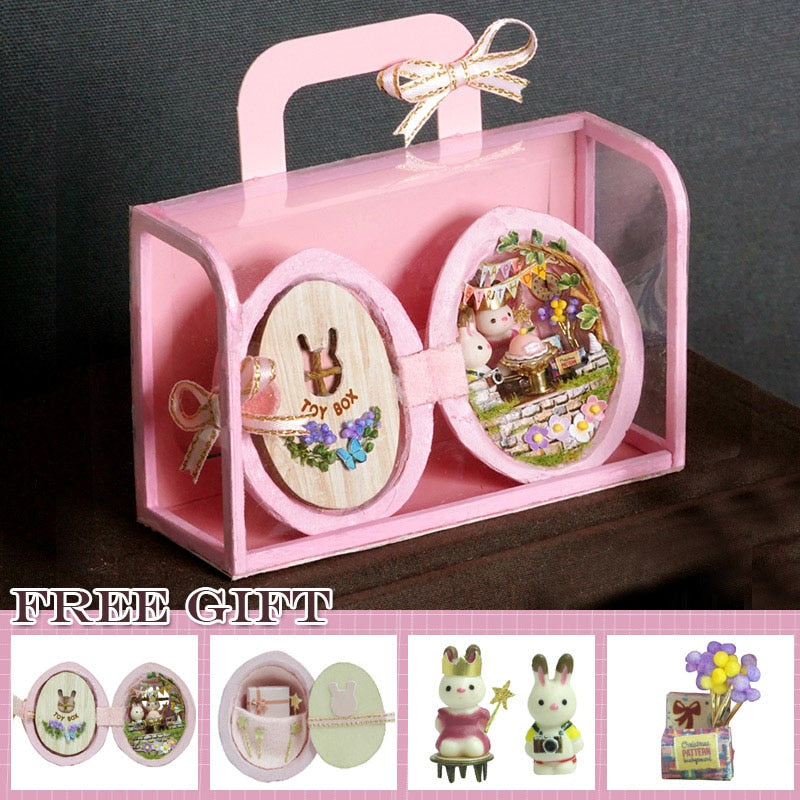 Cutebee Box Theater Miniature Doll House Furniture for Children Birthday Gift DIY Dollhouse Kit Build with Led Light Casa Toy