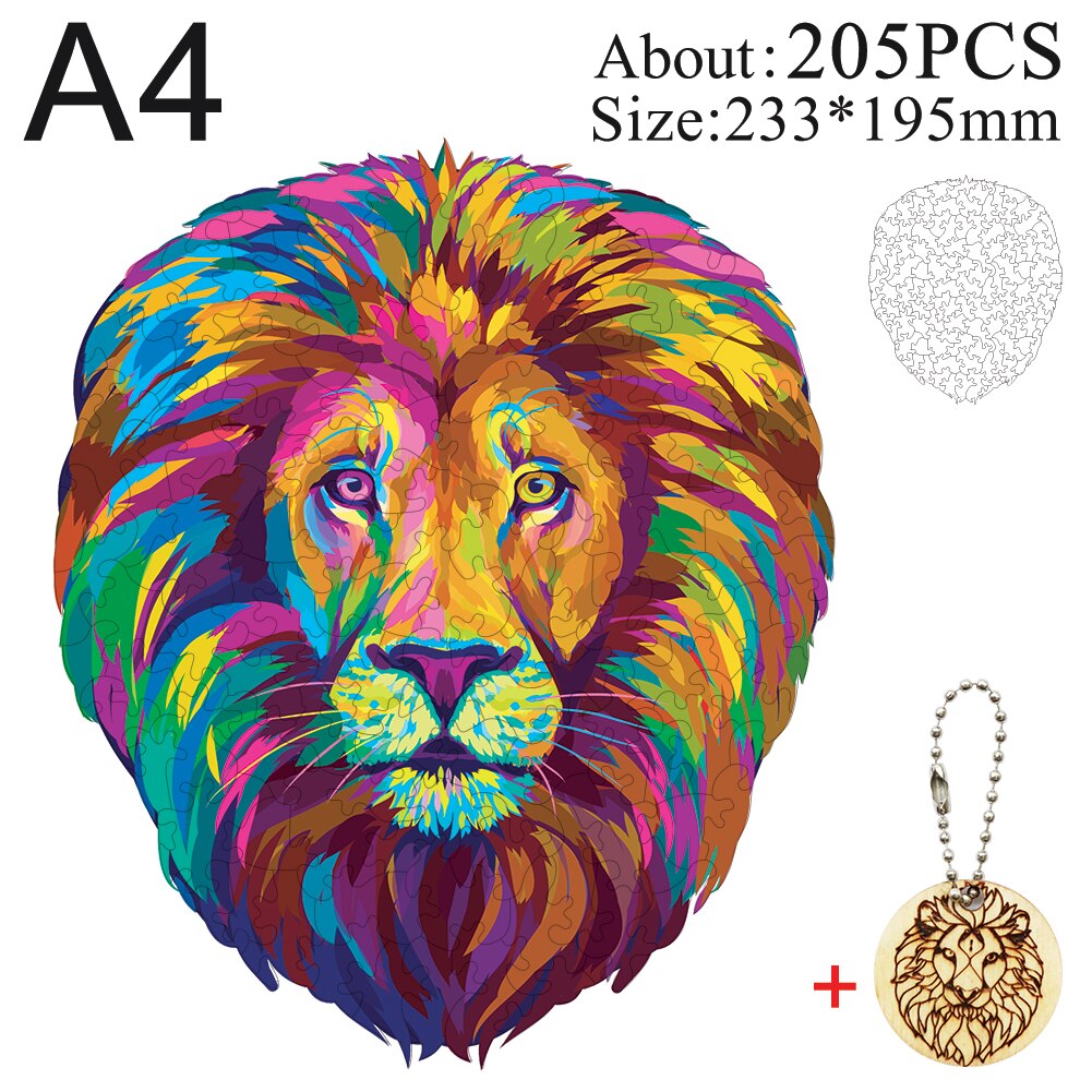 Unique Wooden animal Jigsaw Puzzles Mysterious Lion 3D Puzzle Gift Interactive Games Toy For Adults Kids Educational Fabulous