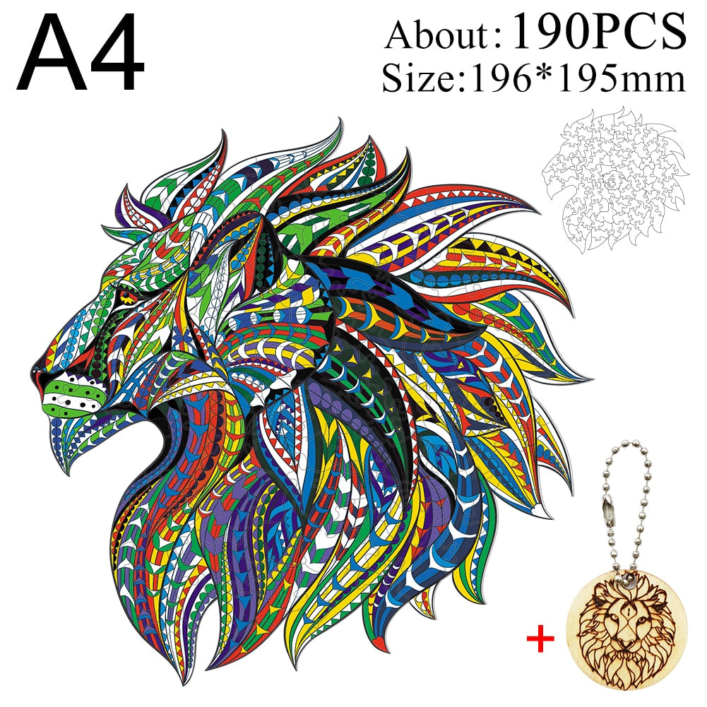 Unique Wooden animal Jigsaw Puzzles Mysterious Lion 3D Puzzle Gift Interactive Games Toy For Adults Kids Educational Fabulous