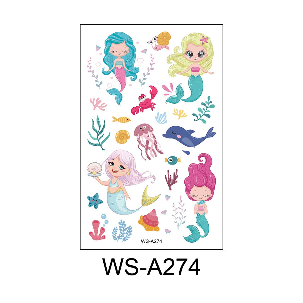 Stickers children cartoon fantasy, party princess theme stickers, mermaid tattoo stickers, Halloween adult stickers