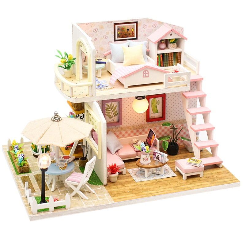 Doll House Furniture Diy Miniature 3D Wooden Miniaturas Dollhouse Toys for Children Birthday Gifts QT07