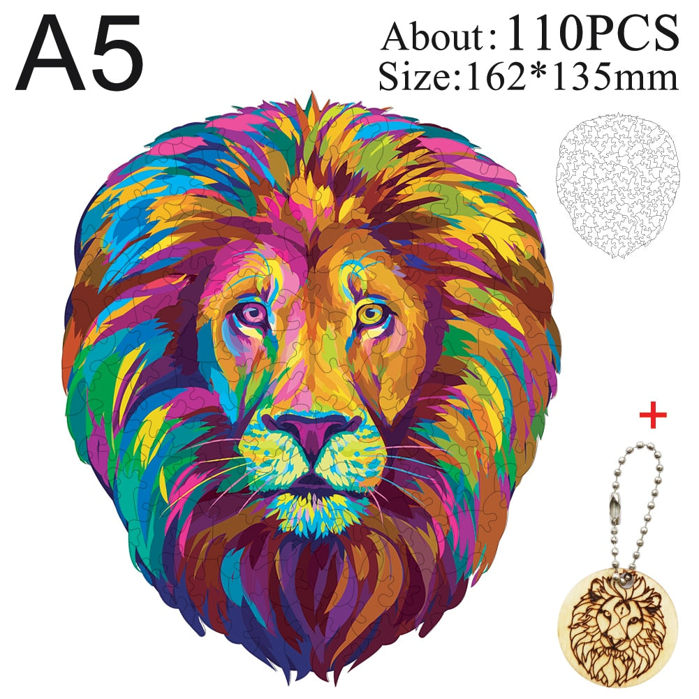 Unique Wooden animal Jigsaw Puzzles Mysterious Lion 3D Puzzle Gift Interactive Games Toy For Adults Kids Educational Fabulous
