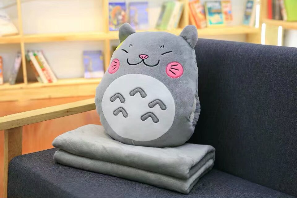 Cute My Neighbor Pillow Blanket 3in1 dual-use hand warm high quality coral velvet blanket special gift fot kids friends