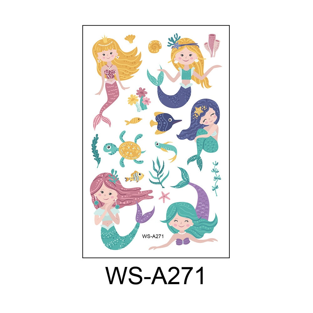 Stickers children cartoon fantasy, party princess theme stickers, mermaid tattoo stickers, Halloween adult stickers