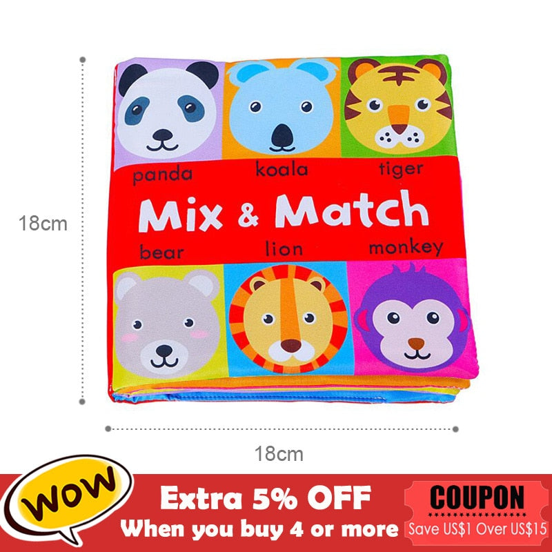 Baby Soft Books Toys For Toddlers Colorful Mix&Match Colorful Crinkle Early Learning Educational Toys For Infant 0-24 Months