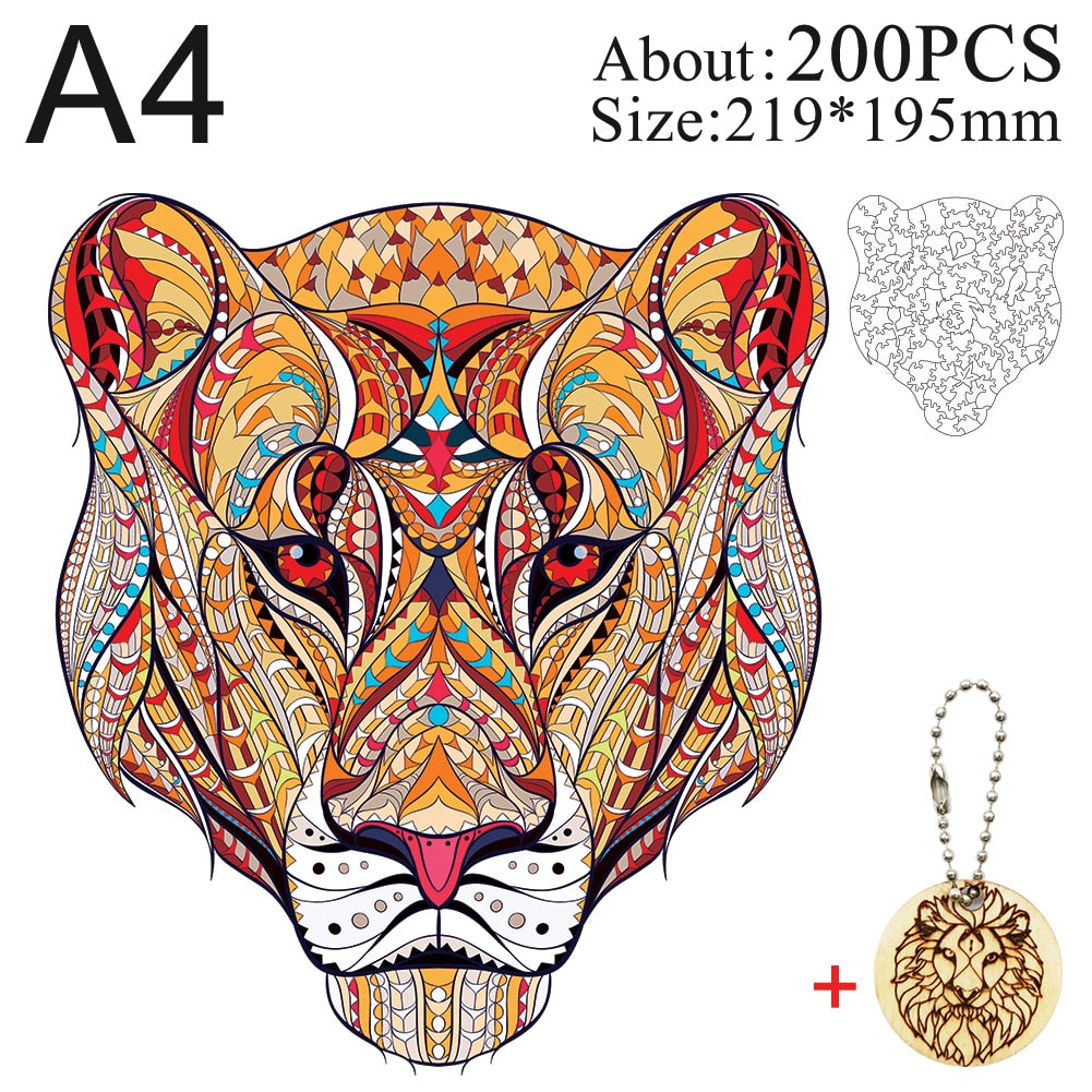 Unique Wooden animal Jigsaw Puzzles Mysterious Lion 3D Puzzle Gift Interactive Games Toy For Adults Kids Educational Fabulous