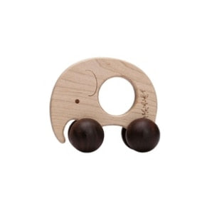 Let&#39;s Make Wooden Baby Toys 0 12 Month 1PC Toys For Babies Beech Car Hedgehog Elephant Educational Infants Developmental Newborn