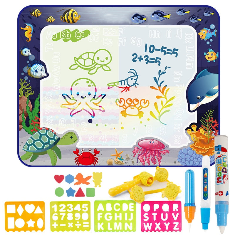 Coolplay Magic Water Drawing Mat Coloring Doodle Mat with Magic Pens Montessori Toys Painting Board Educational Toys for Kids