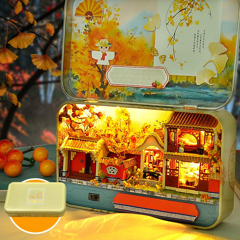 Cutebee Box Theater Miniature Doll House Furniture for Children Birthday Gift DIY Dollhouse Kit Build with Led Light Casa Toy