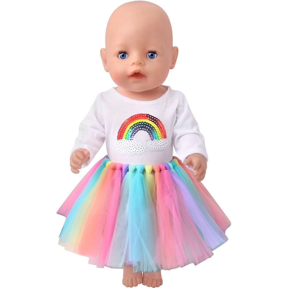 43 Cm Boy American Dolls Clothes Princess Dress School Uniforms Unicorn Queen Skirt Born Baby Toys 18 Inch Girls Doll Gift f41