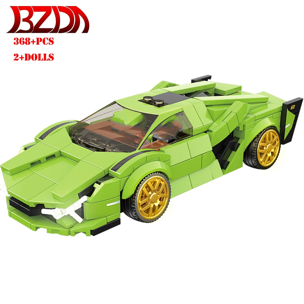 SEMBO Sports Ford Mustang Technical Cars Speed Champion Pull Back Car Model MOC Building Blocks Toys For Kids Christmas Gifts