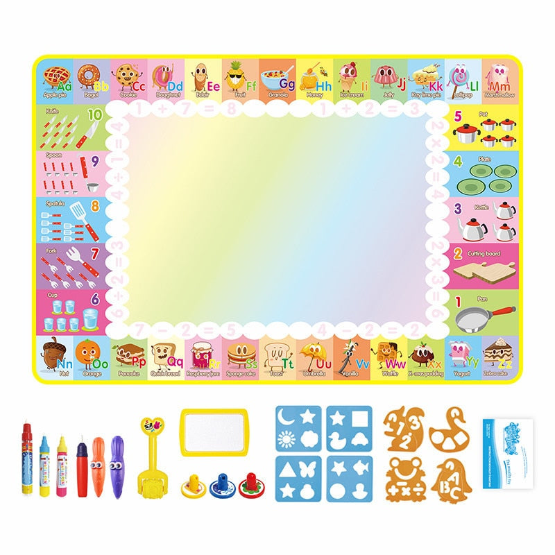 Coolplay Magic Water Drawing Mat Coloring Doodle Mat with Magic Pens Montessori Toys Painting Board Educational Toys for Kids