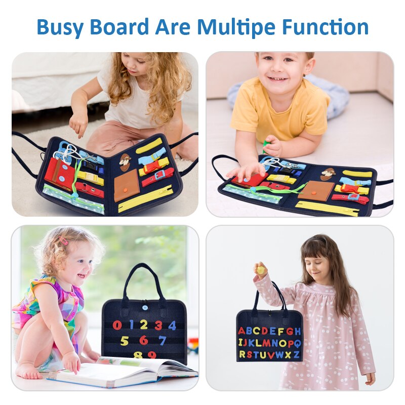 Kids Busy Board Buckle Montessori Toys Baby Zip Button Lace Up Training Tool Toy Toddlers Educational Sensory Development Game
