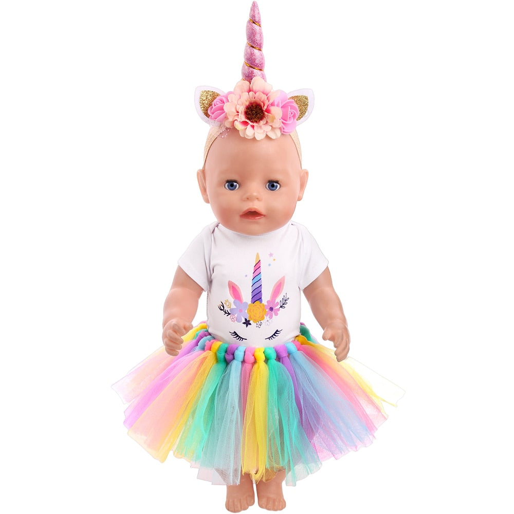 43 Cm Boy American Dolls Clothes Princess Dress School Uniforms Unicorn Queen Skirt Born Baby Toys 18 Inch Girls Doll Gift f41
