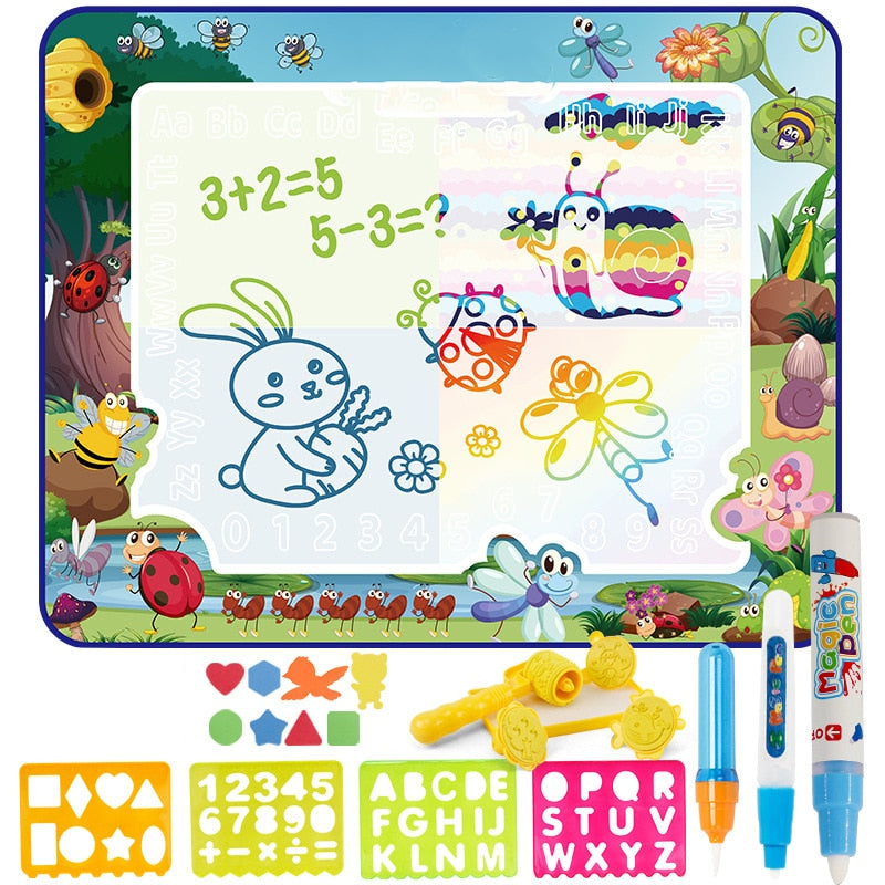 Coolplay Magic Water Drawing Mat Coloring Doodle Mat with Magic Pens Montessori Toys Painting Board Educational Toys for Kids