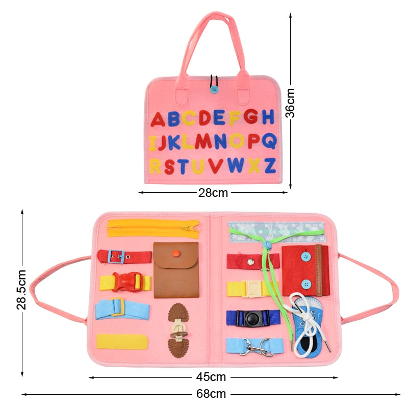 Kids Busy Board Buckle Montessori Toys Baby Zip Button Lace Up Training Tool Toy Toddlers Educational Sensory Development Game