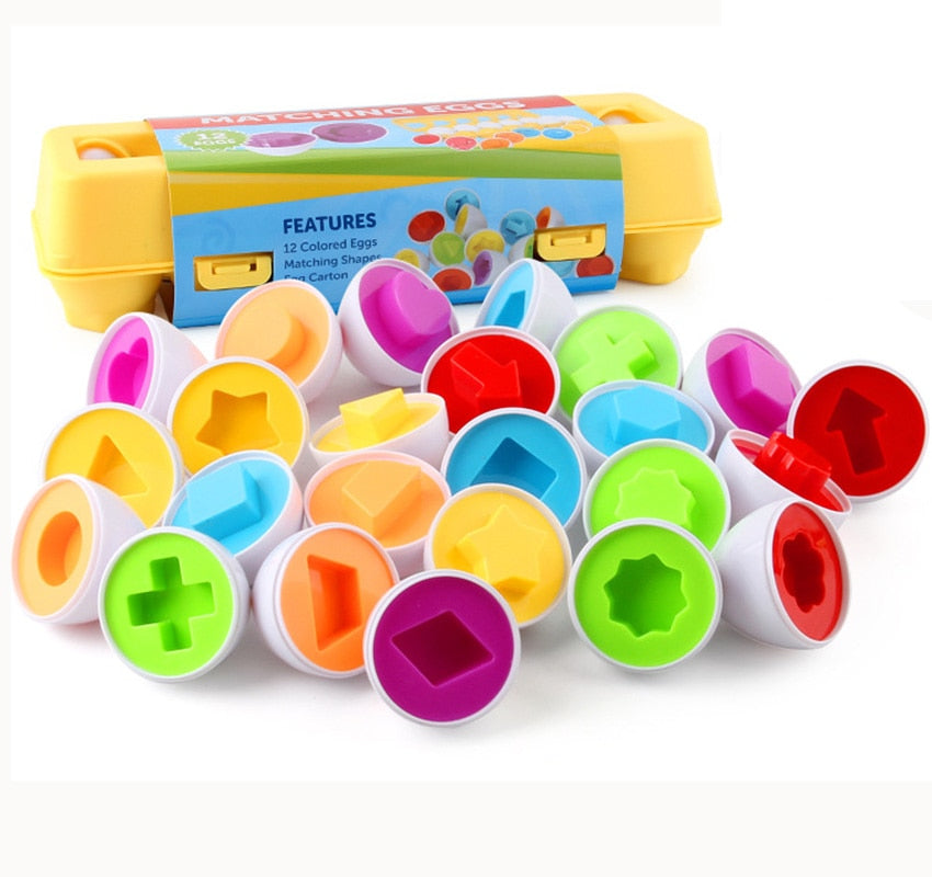 Baby Montessori Toys Egg Puzzle Games Kids Toys Color Shape Matching Eggs Educational Toys for Children 0-3 Years Old Boys Girls