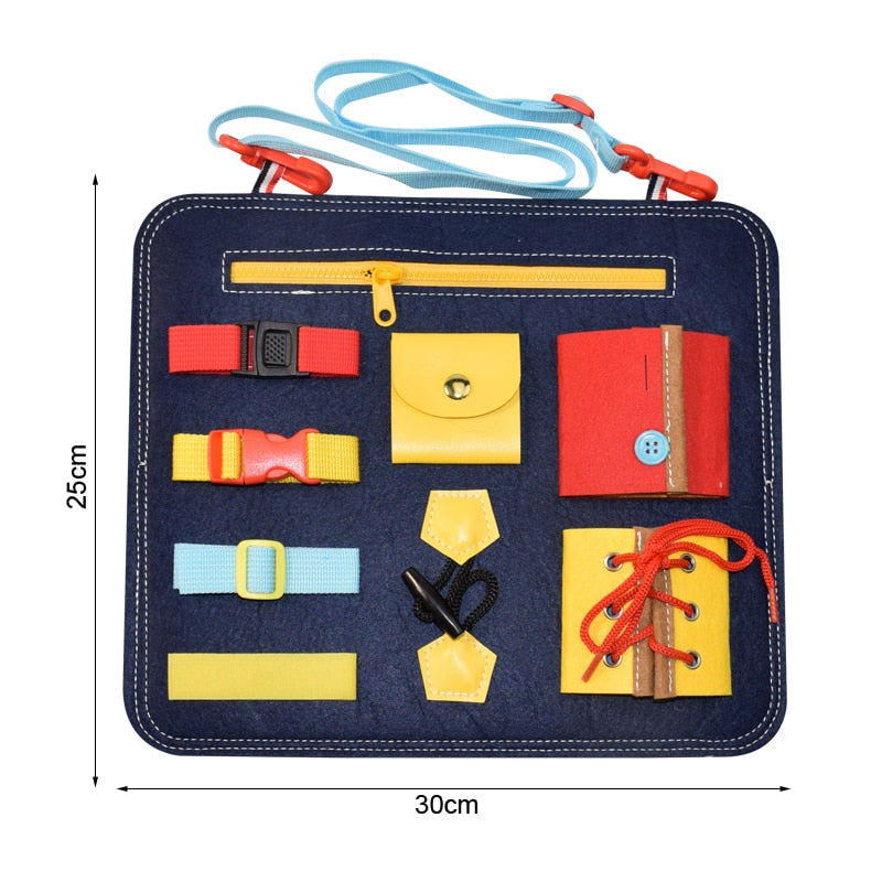 Kids Busy Board Buckle Montessori Toys Baby Zip Button Lace Up Training Tool Toy Toddlers Educational Sensory Development Game
