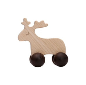 Let&#39;s Make Wooden Baby Toys 0 12 Month 1PC Toys For Babies Beech Car Hedgehog Elephant Educational Infants Developmental Newborn