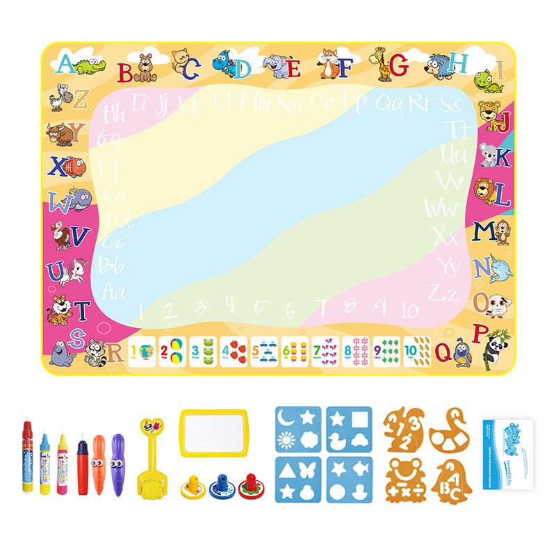 Coolplay Magic Water Drawing Mat Coloring Doodle Mat with Magic Pens Montessori Toys Painting Board Educational Toys for Kids