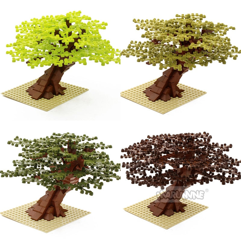Marumine MOC Bricks Tree Set 205PCS with Plate Model Building Kit Blocks Plant Accessories Grass Parts Decoration Scene Toys