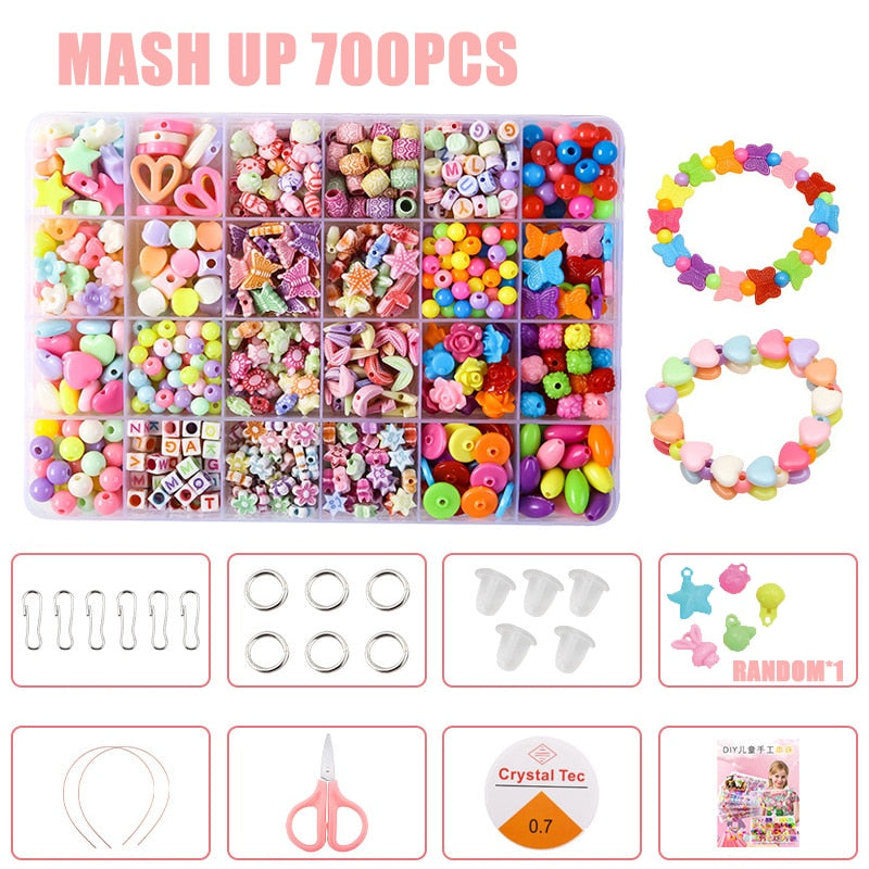 DIY Handmade Beaded Children&#39;s Toys Creative Loose Spacer Beads Making Bracelet Necklace 24 Grid Girl Jewelry Set Girl Toy Gift