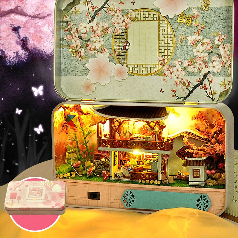 Cutebee Box Theater Miniature Doll House Furniture for Children Birthday Gift DIY Dollhouse Kit Build with Led Light Casa Toy