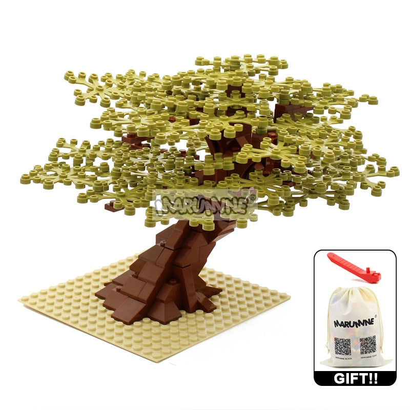 Marumine MOC Bricks Tree Set 205PCS with Plate Model Building Kit Blocks Plant Accessories Grass Parts Decoration Scene Toys