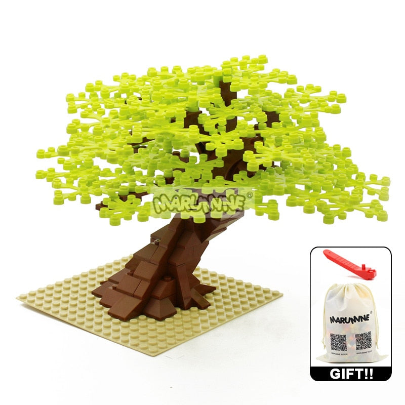 Marumine MOC Bricks Tree Set 205PCS with Plate Model Building Kit Blocks Plant Accessories Grass Parts Decoration Scene Toys