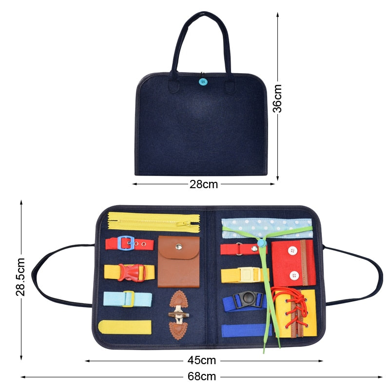 Kids Busy Board Buckle Montessori Toys Baby Zip Button Lace Up Training Tool Toy Toddlers Educational Sensory Development Game