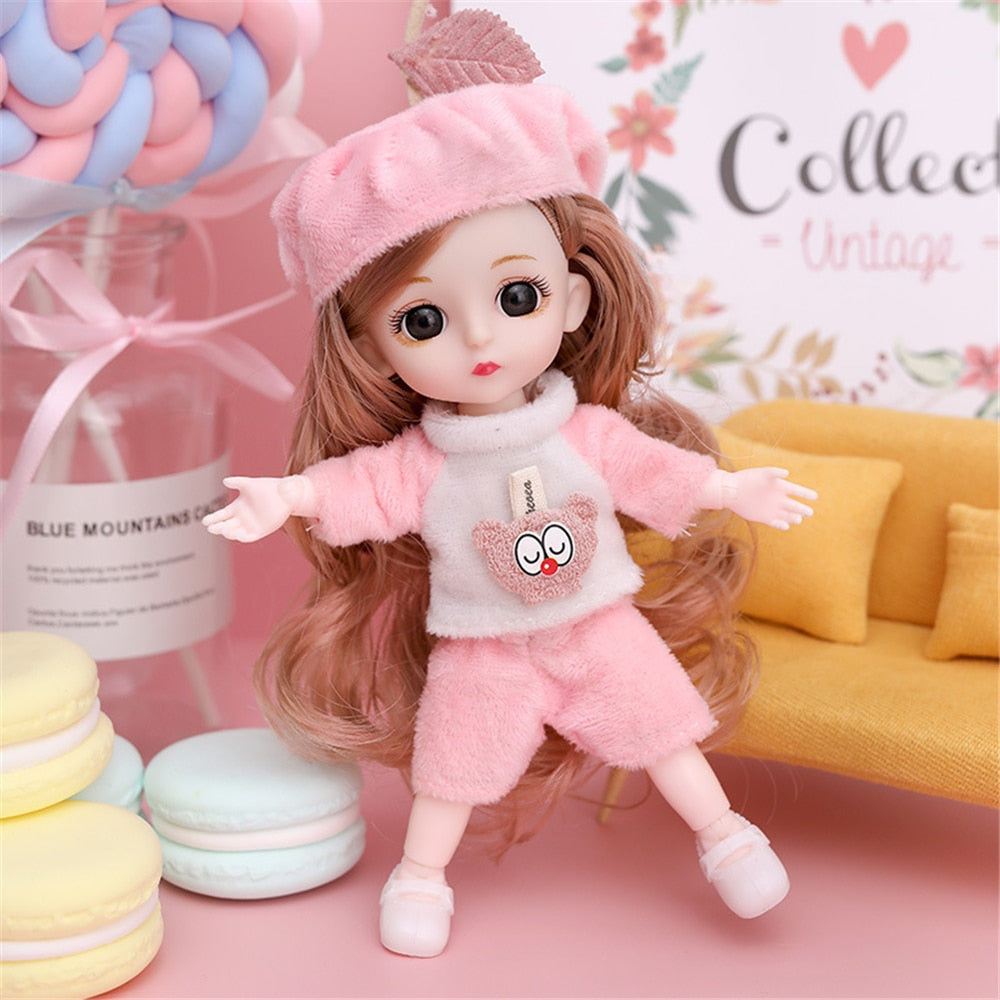 16cm Princess BJD 1/12 Doll with Clothes and Shoes Movable 13 Joints Cute Sweet Face Girl Gift Child Toys