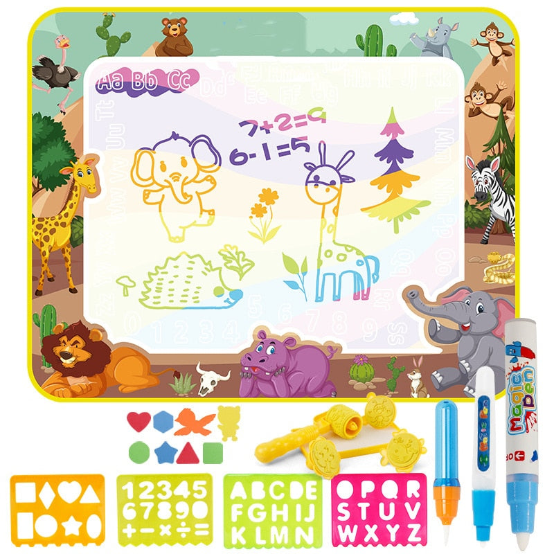 Coolplay Magic Water Drawing Mat Coloring Doodle Mat with Magic Pens Montessori Toys Painting Board Educational Toys for Kids