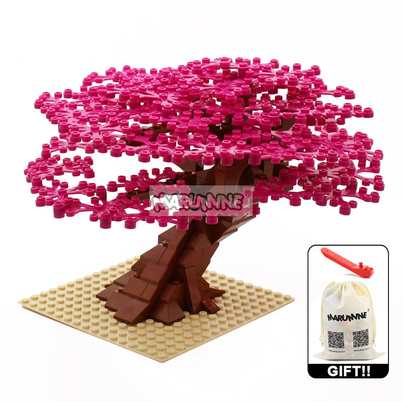 Marumine MOC Bricks Tree Set 205PCS with Plate Model Building Kit Blocks Plant Accessories Grass Parts Decoration Scene Toys
