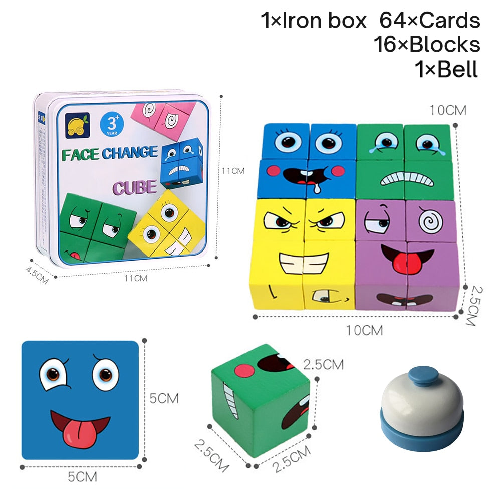 New Montessori Expression Puzzle Face Change Cube Building Blocks Toys Early Learning Educational Match Toy for Children Gift