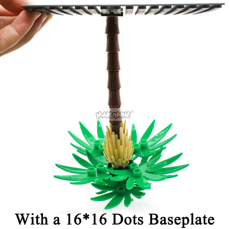Marumine MOC Bricks Tree Set 205PCS with Plate Model Building Kit Blocks Plant Accessories Grass Parts Decoration Scene Toys