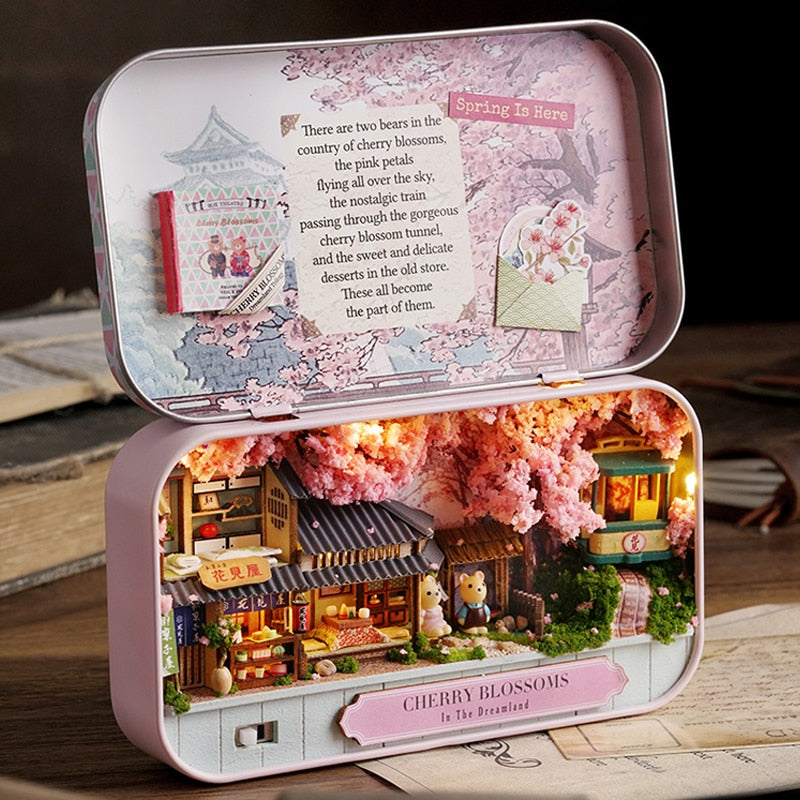 Cutebee Box Theater Miniature Doll House Furniture for Children Birthday Gift DIY Dollhouse Kit Build with Led Light Casa Toy