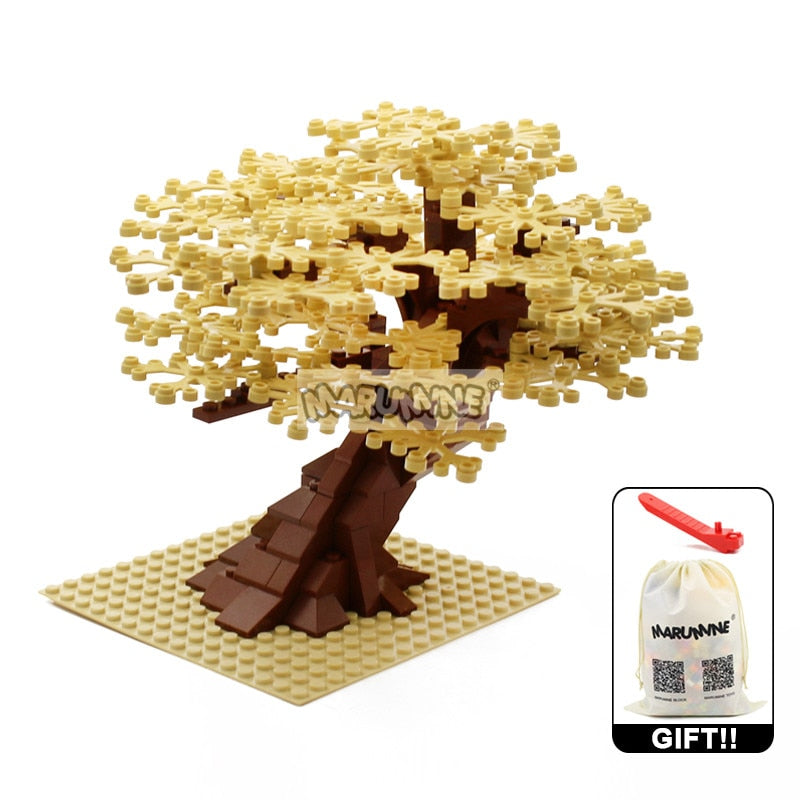 Marumine MOC Bricks Tree Set 205PCS with Plate Model Building Kit Blocks Plant Accessories Grass Parts Decoration Scene Toys