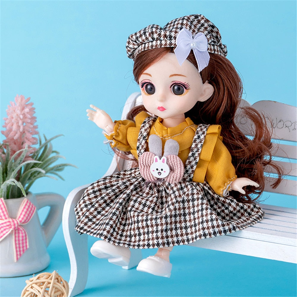 16cm Princess BJD 1/12 Doll with Clothes and Shoes Movable 13 Joints Cute Sweet Face Girl Gift Child Toys
