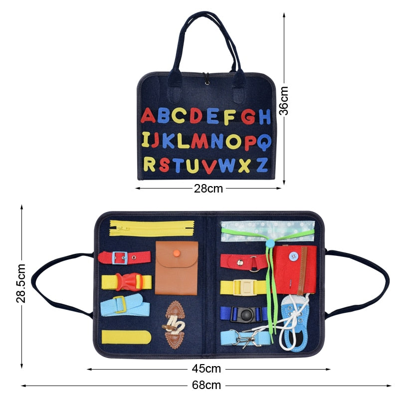 Kids Busy Board Buckle Montessori Toys Baby Zip Button Lace Up Training Tool Toy Toddlers Educational Sensory Development Game