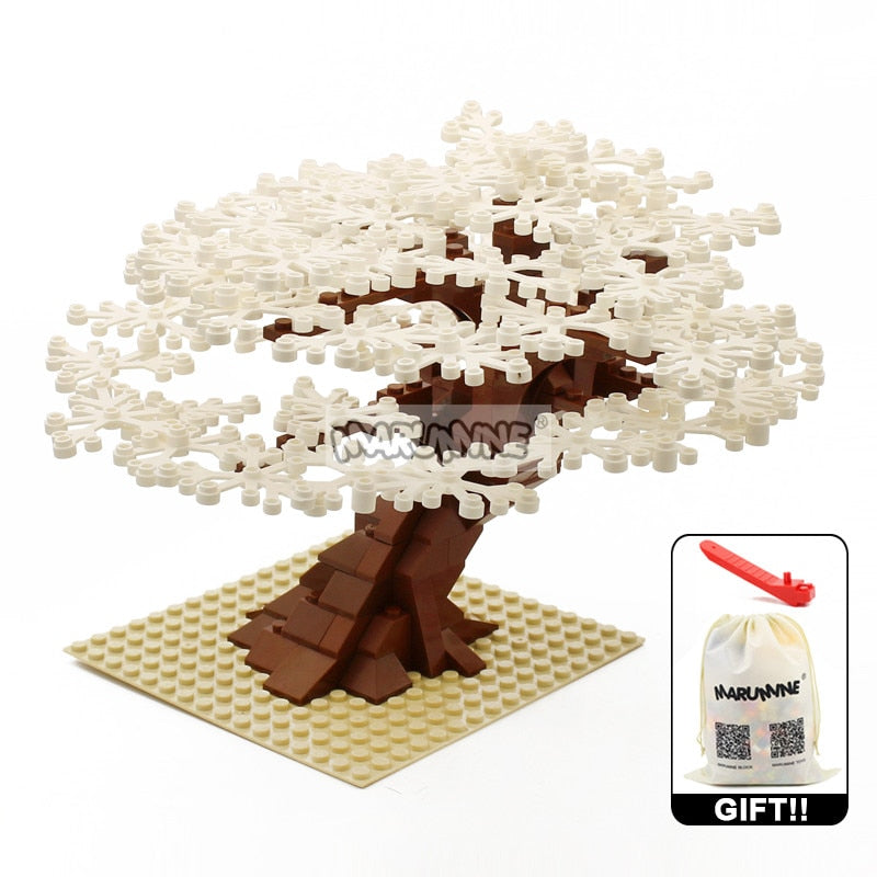 Marumine MOC Bricks Tree Set 205PCS with Plate Model Building Kit Blocks Plant Accessories Grass Parts Decoration Scene Toys