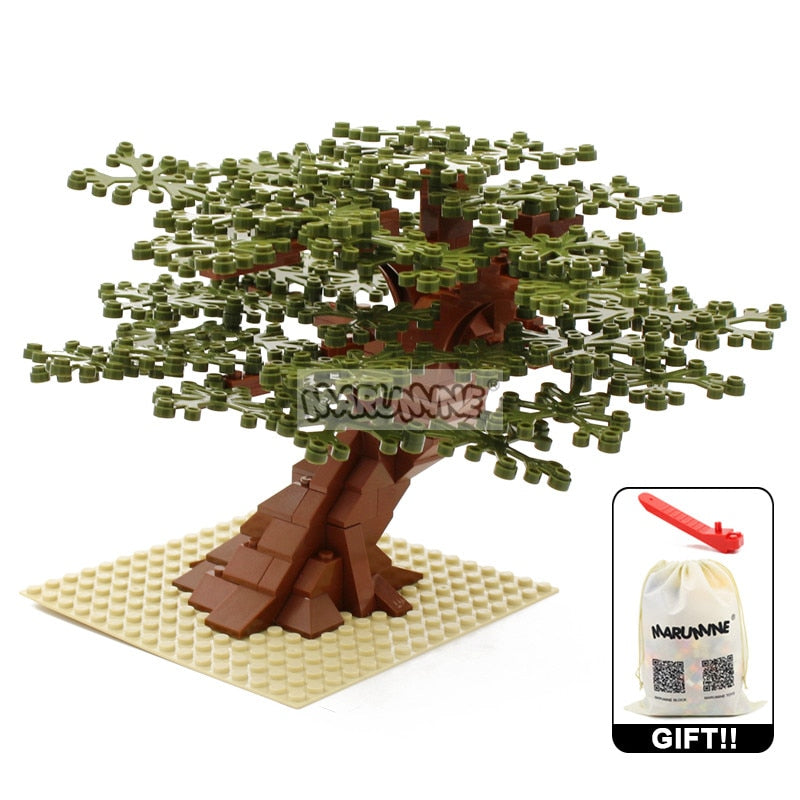 Marumine MOC Bricks Tree Set 205PCS with Plate Model Building Kit Blocks Plant Accessories Grass Parts Decoration Scene Toys