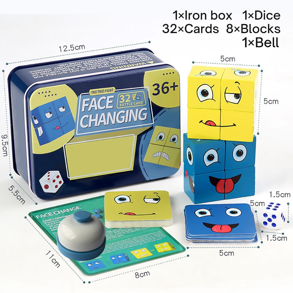 New Montessori Expression Puzzle Face Change Cube Building Blocks Toys Early Learning Educational Match Toy for Children Gift