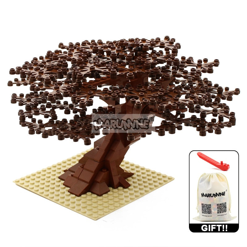 Marumine MOC Bricks Tree Set 205PCS with Plate Model Building Kit Blocks Plant Accessories Grass Parts Decoration Scene Toys