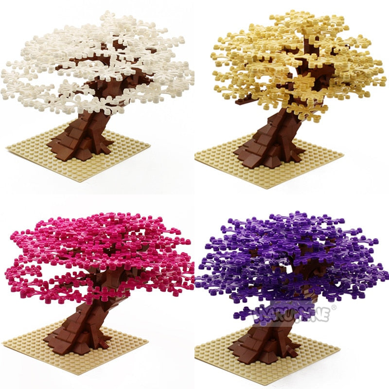 Marumine MOC Bricks Tree Set 205PCS with Plate Model Building Kit Blocks Plant Accessories Grass Parts Decoration Scene Toys